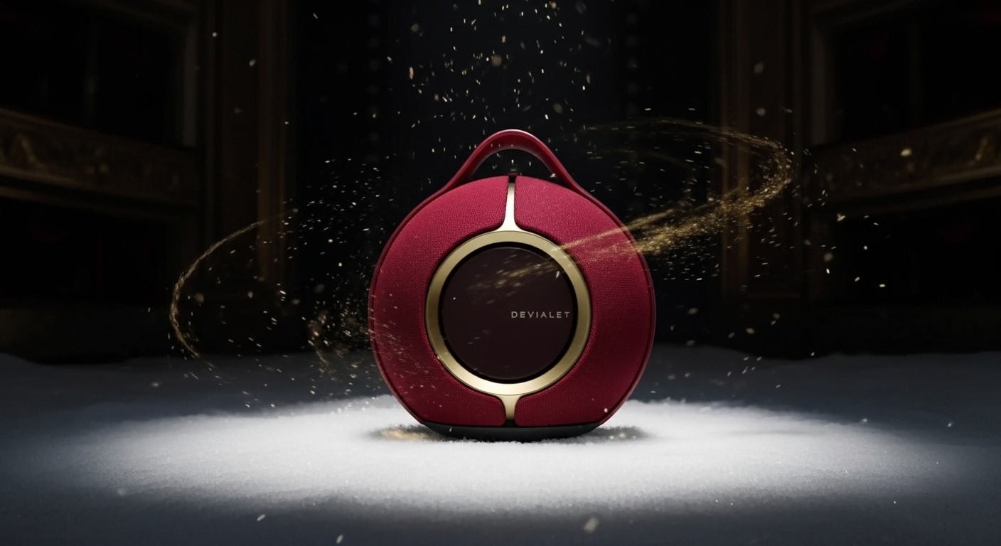 Компактная портативная колонка Devialet Mania Opera Rouge с премиальным звучанием и элегантным дизайном