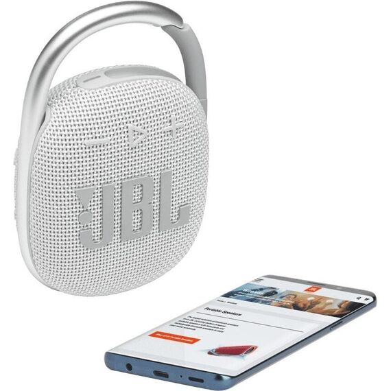 Портативная колонка JBL Clip 4 White, Цвет: White, изображение 7