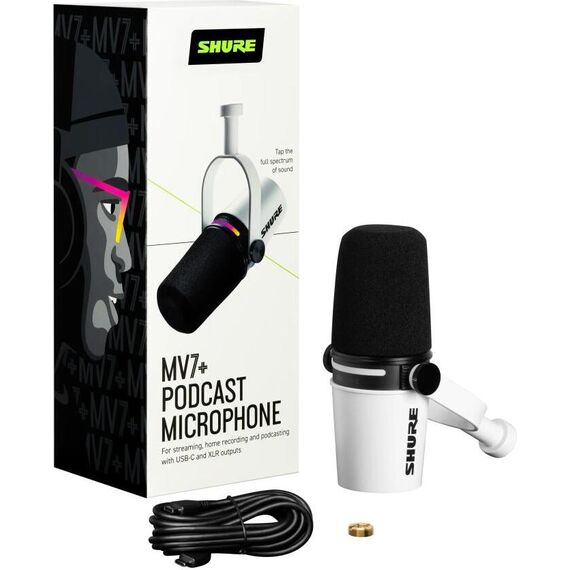 Микрофон для подкаста Shure MV7+ White, Цвет: White, Тип подставки: Нет, изображение 5