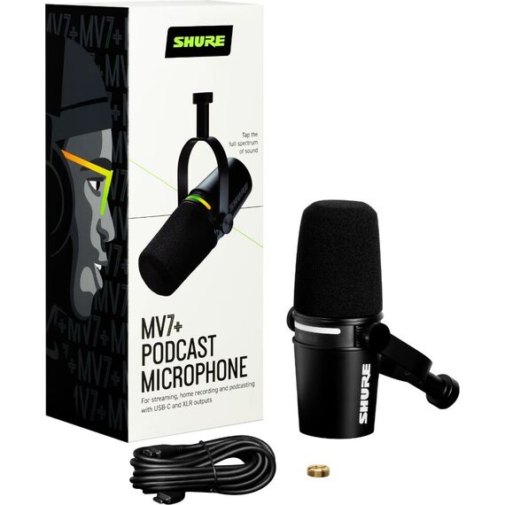 Микрофон для подкаста Shure MV7+ Black, Цвет: Black, Тип подставки: Нет, изображение 5